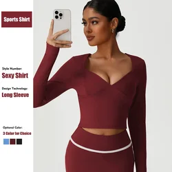 Cloud Hide Pilates Sports Shirt Fitness Long Sleeve Red Yoga Blouse for Women Gym Top Running T-Shirts Fall Workout Sportswear