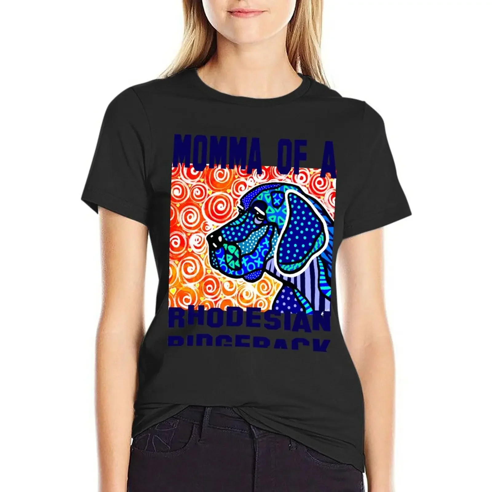 

Momma Of Rhodesian Ridgeback Dog Dogs Puppy Mom Mother Mother's Day Jackie Carpenter Gift Best Seller Lover Gifts Rescue T-Shirt