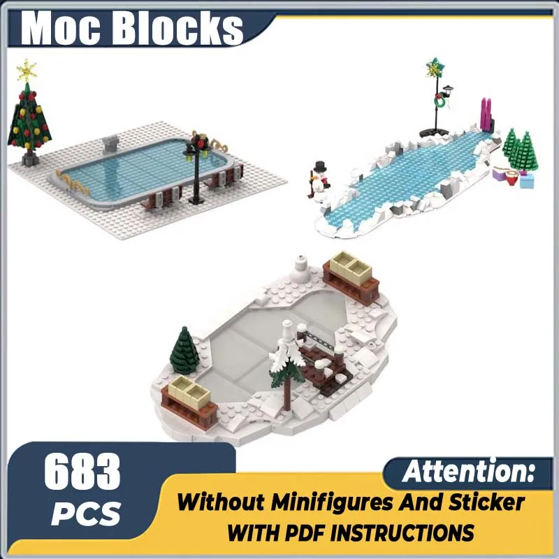 

Winter Ice Skating RInk Model City Street View Moc Building Bricks Technology Blocks Gifts Christmas Toys DIY Assembly Set