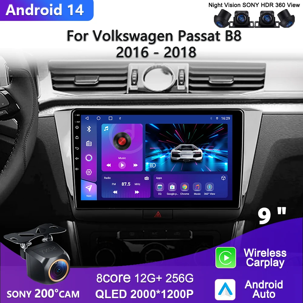 

Android 14 For Volkswagen Passat B8 2016 - 2018 Car Radio Multimedia Video Player Navigation stereo GPS No 2din DVD Head Unit