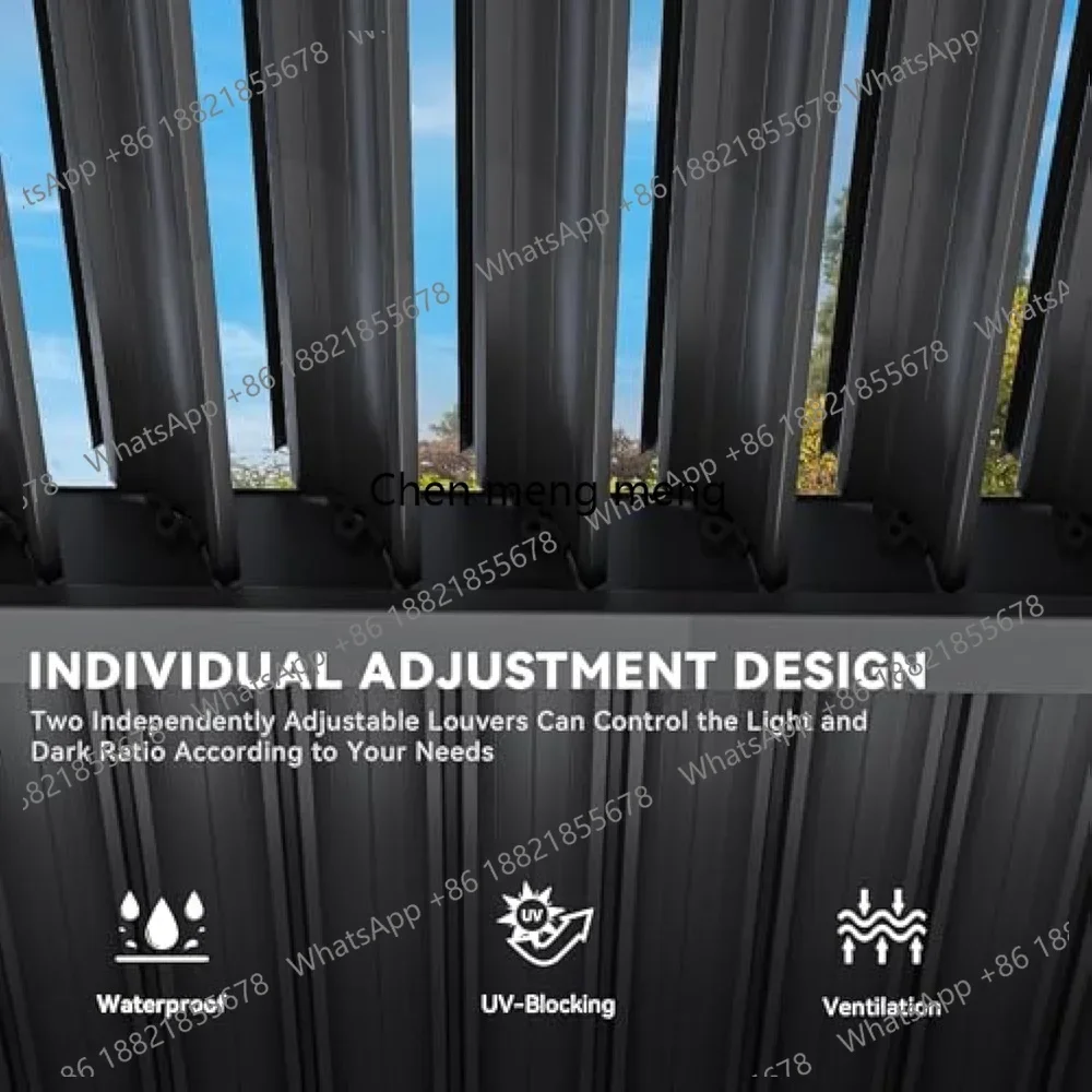 D182Contemporary Bioclimatic Pergola with Integrated LED Lights and Sliding Glass Panels – Garden, Patio, or Rooftop Installati