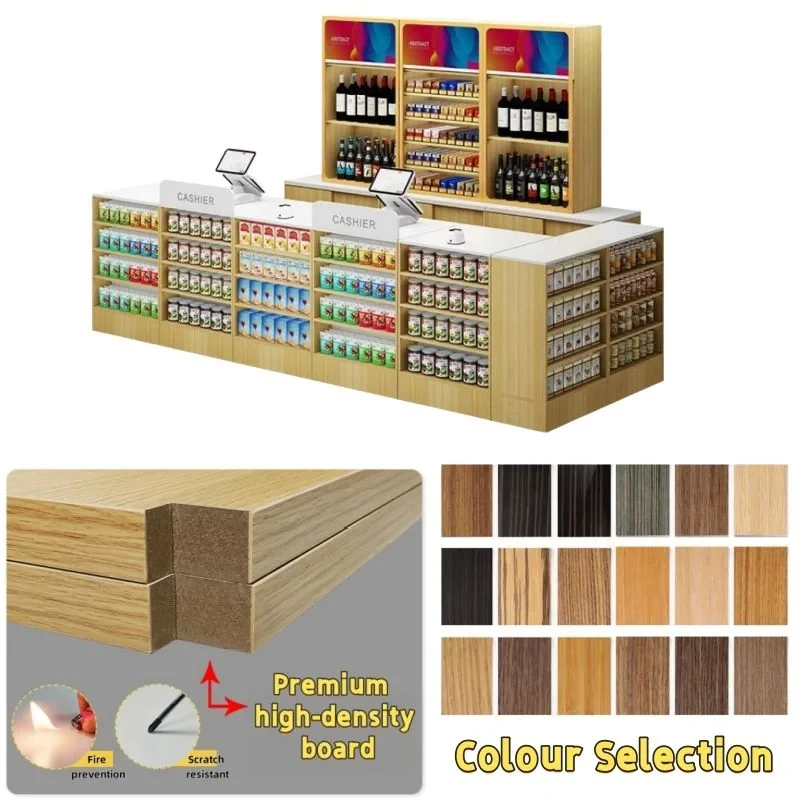 custom.Hongbai Supermarket Checkout Counter-Steel Construction Powder Coating Customizable Dimensions