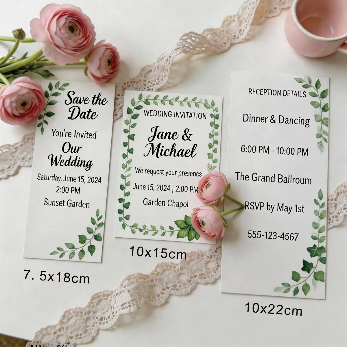 Personalized Table Card Wedding Invitation Thank You Welcome Menu Seat Card Editable Modern Minimalist Decoration view 2