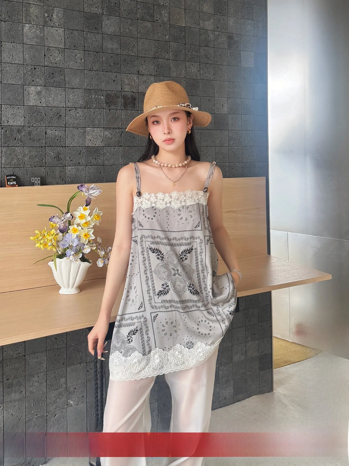 

Летние прямые брюки Dr DEARSOCUTE с кружевными вставками и ремнями, ручной работы, для повседневной носки, стандартной длины