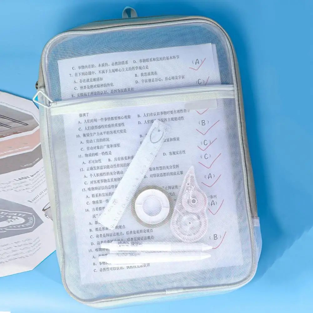 กระเป๋าใส่แฟ้มพร้อมความจุกระเป๋าเอกสารแบบตาข่ายสำหรับโรงเรียนสำนักงานบ้านกระเป๋าเก็บไฟล์ดีไซน์โปร่งใส