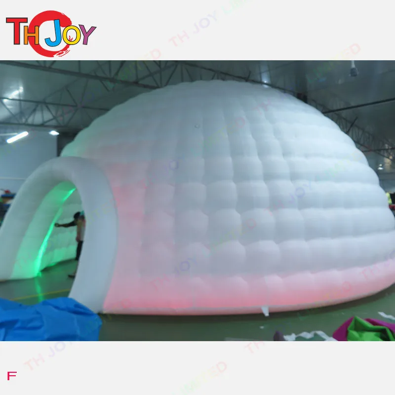 Tenda a cupola gonfiabile mezza in materiale Oxford per esterni con tenda a cupola igloo gonfiabile bianca con ventilatore a luci a LED