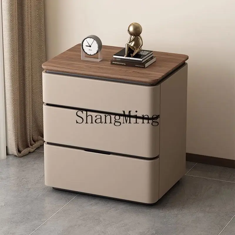 FG Home Bedroom Bedside Table Modern Simple Locker Minimalist New Solid Wood Bedside Table