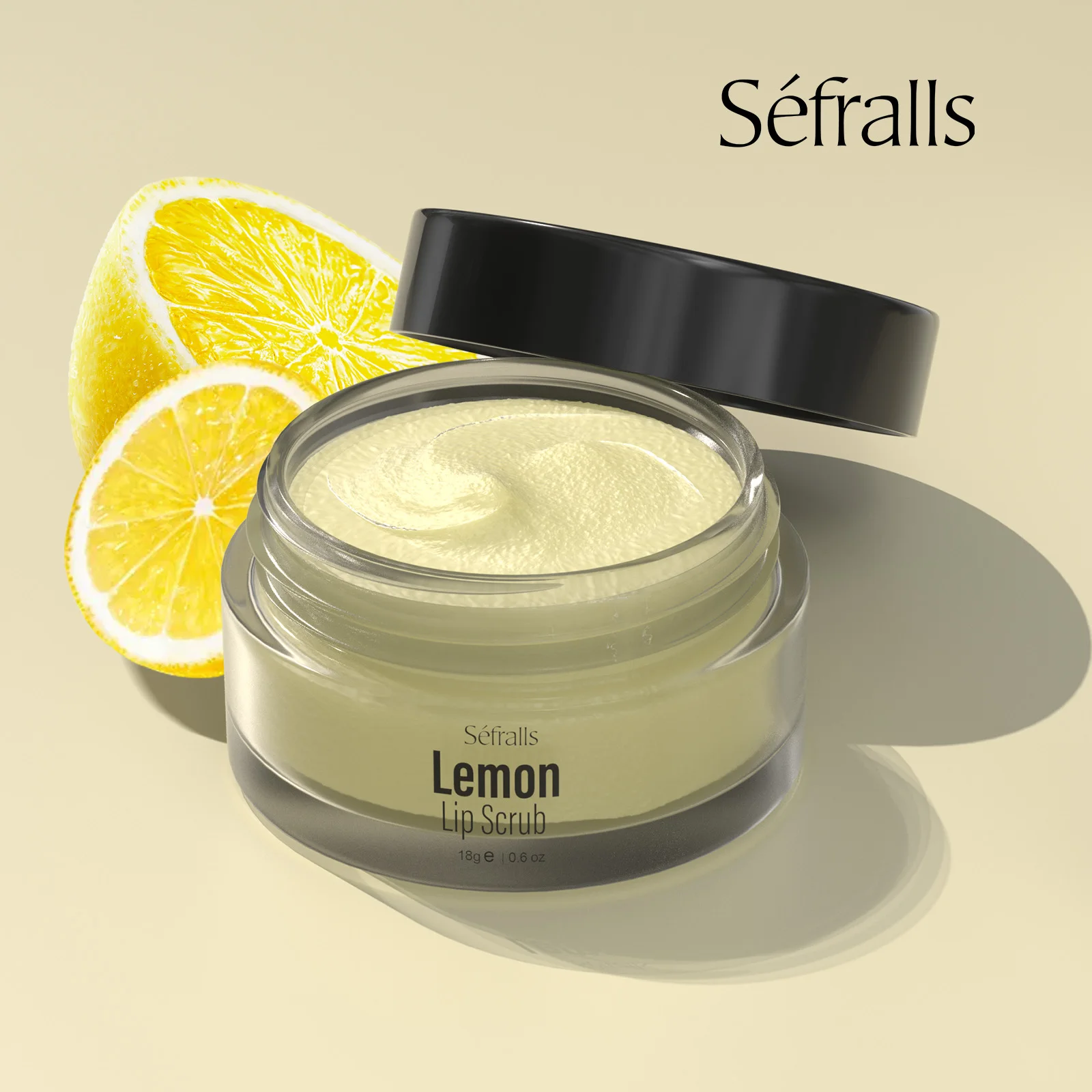 

Séfralls Lemon Lip Polish Cream 18g Exfoliating and moisturising - gentle lip scrub reduces lip lines nourishes and shines lips
