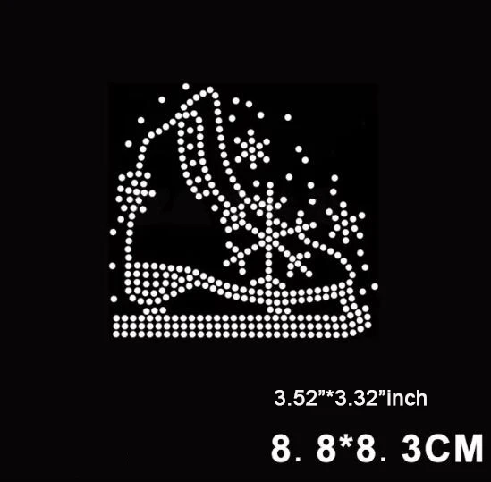 12pcs/lot(8.8x8.3cm) Skating Shoes Pattern Rhinestone Motif Hot Fix Rhinestone for Garment Iron on Heat Transfer Sewing(JA-1090)