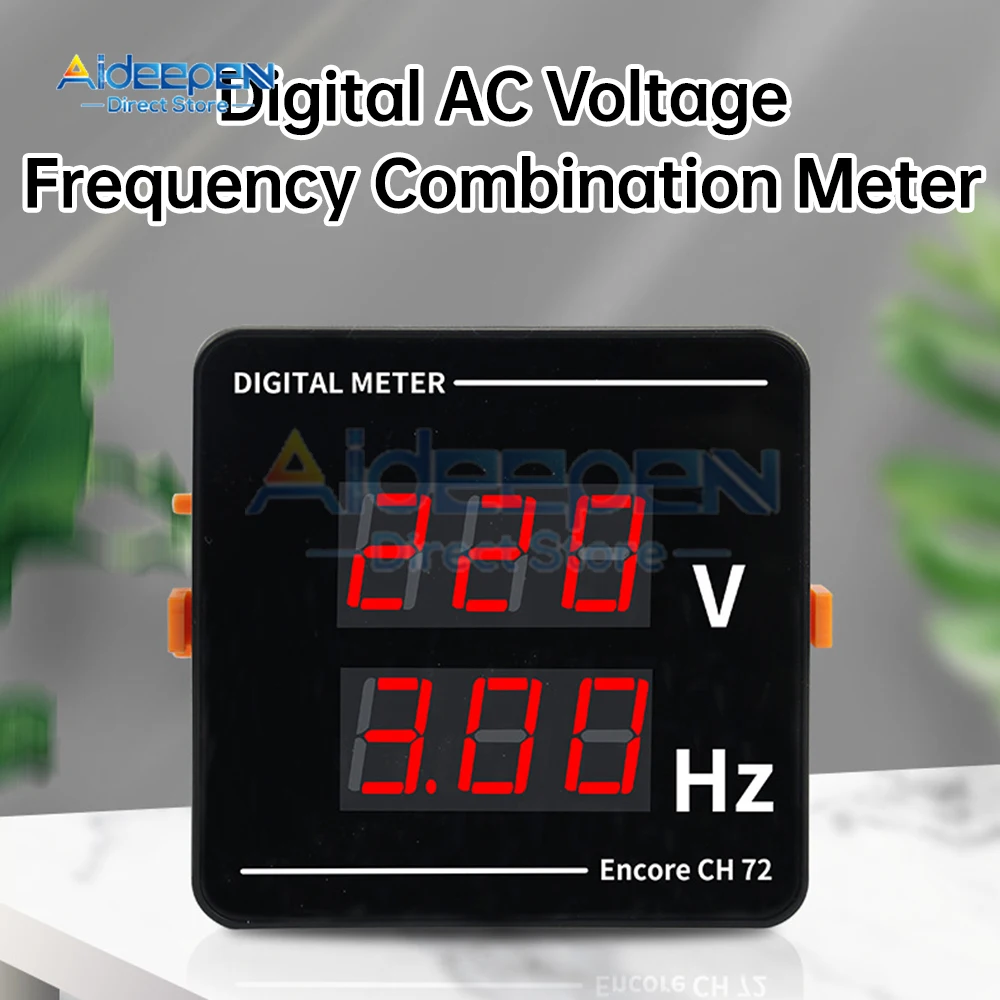 AC 50-500V LED Digital Voltage Frequency Meter 2 in 1 Embedded AC Voltmeter Hertz Tester 10.0-99.9Hz