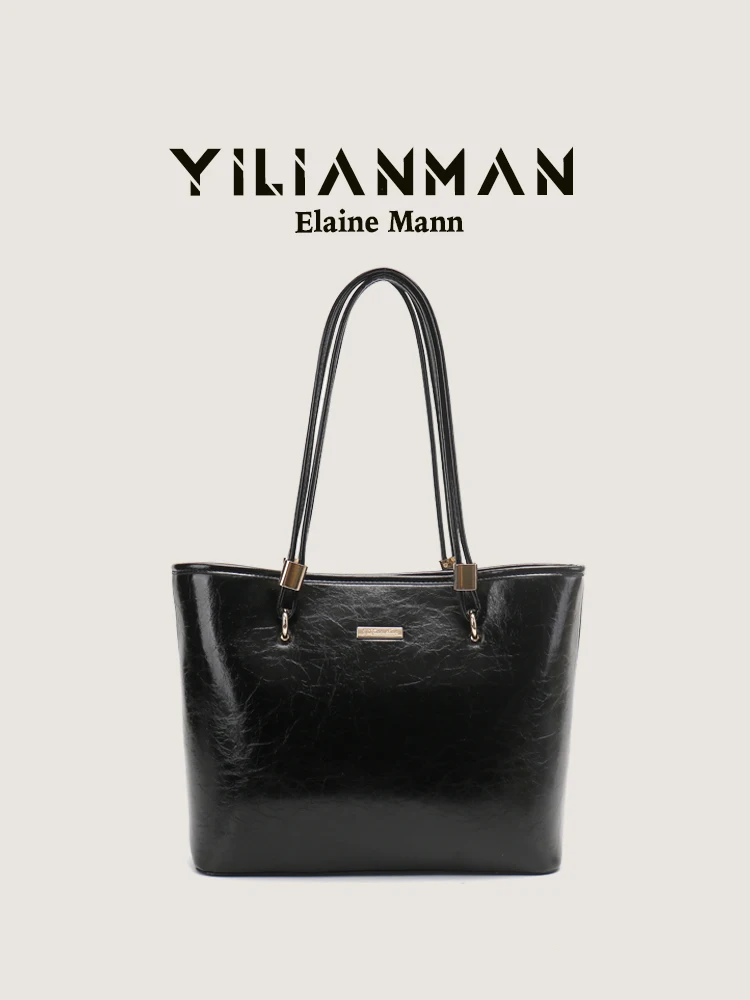 Elegant Simple Commuter Tote Bag Women's Original Design Shoulder Handbag for Class And Work Large Size Soft Leather