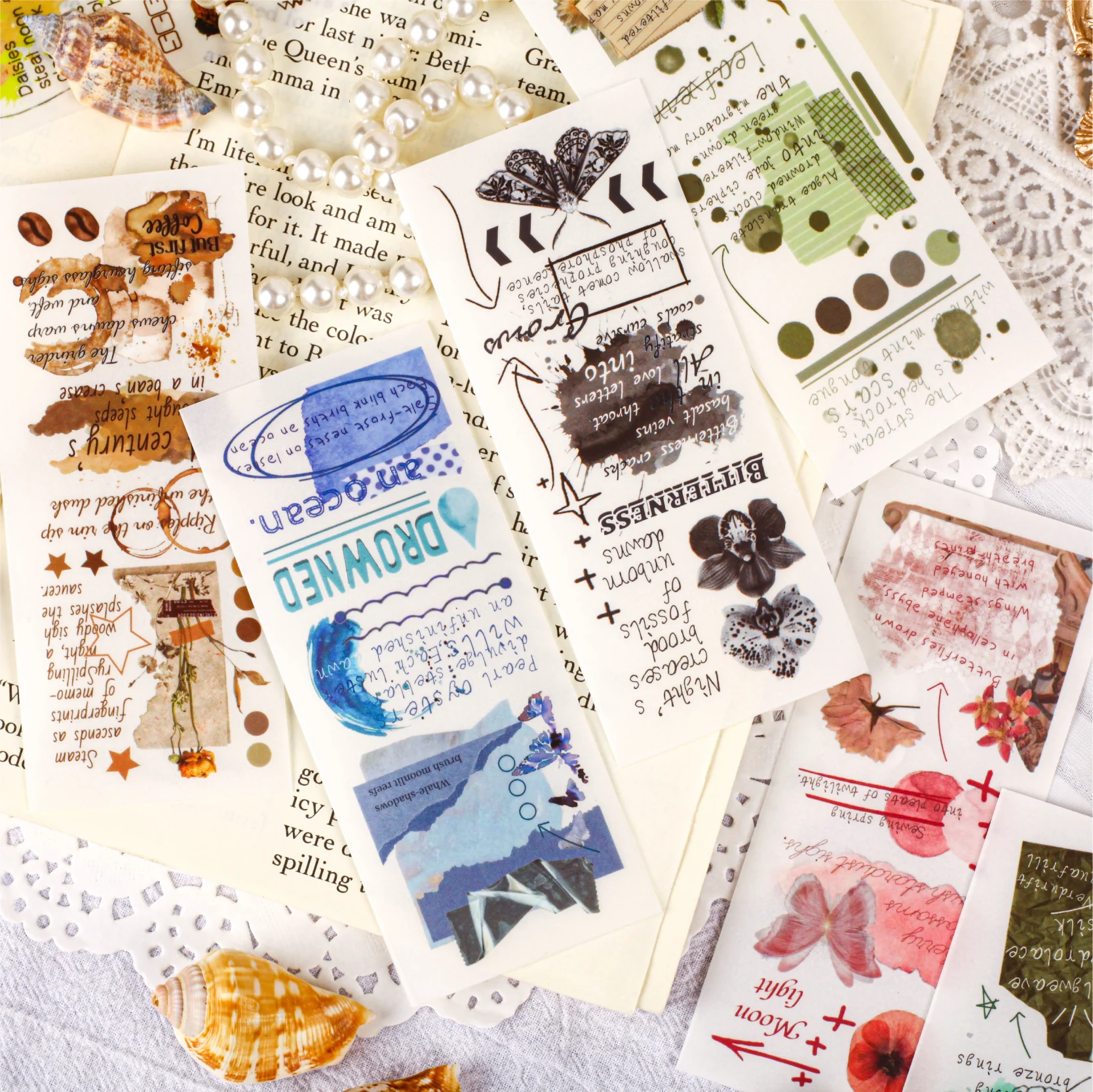 Estetik Karalama Ovmak Etiket Scrapbooking Craft Malzemeleri DIY Önemsiz Dergisi Dekor Bitki Transferi Etiket Hobi Kırtasiye