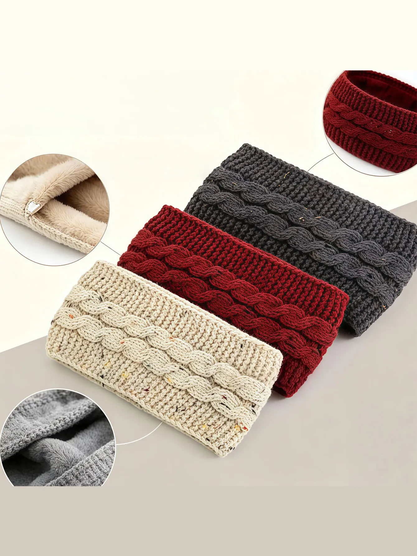 1PC  Knitted wool yarn hair band, double twisted braided hair band, winter and autumn warm sports hair band for tying up hair