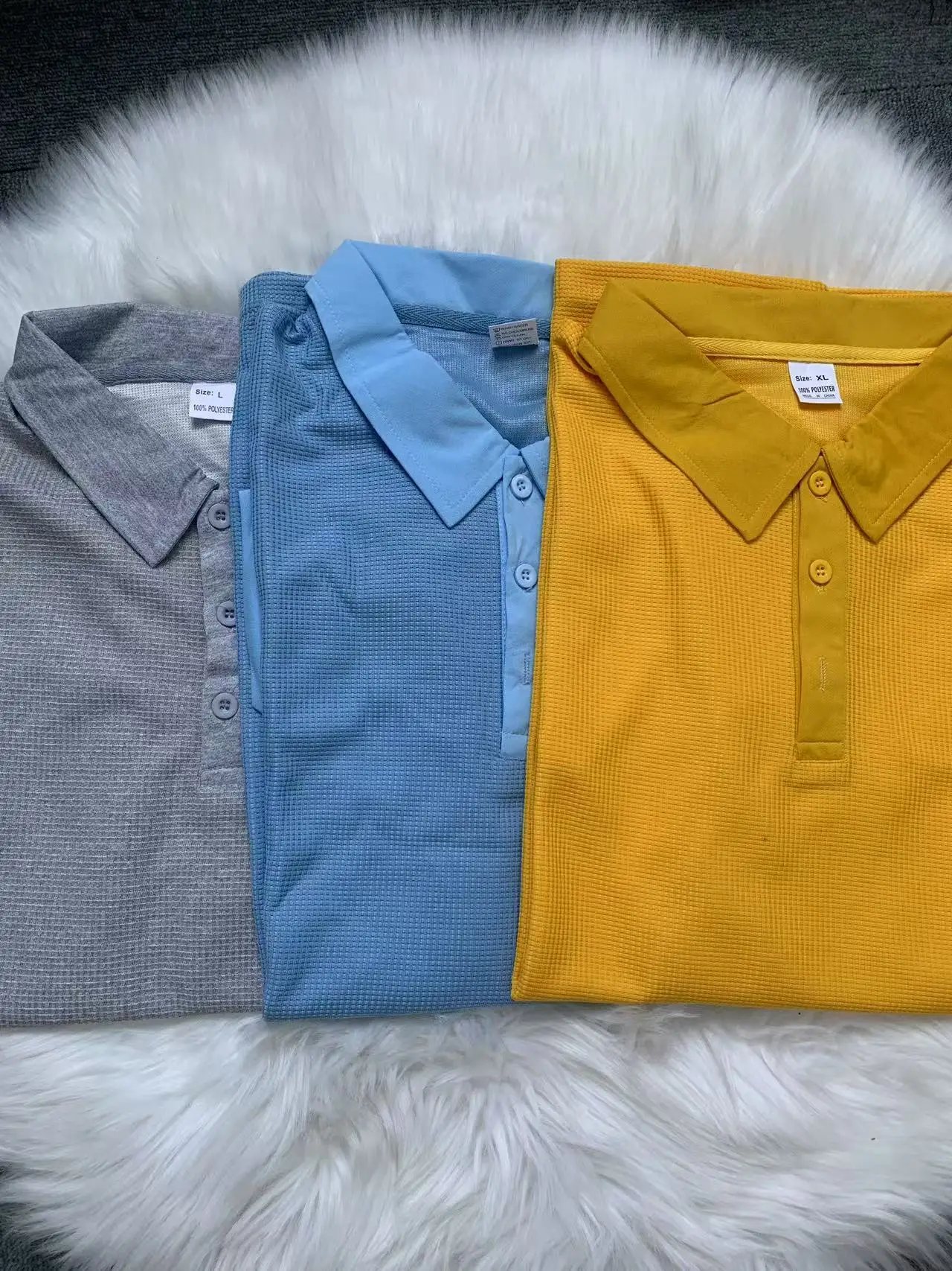 Men\'s Summer New Style European and American Fashion Classic Comfortable Breathable Waffle Solid Color Top T-shirt Polo Shirt