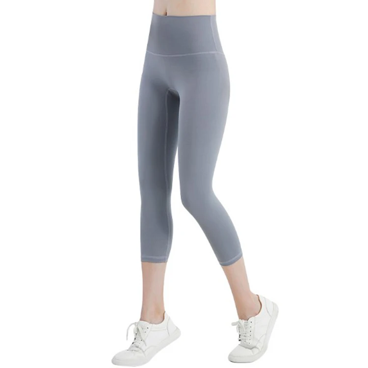 Authentic women no embarrassment line high waist hip lift yoga 7/9-cropped pants elastic naked  leggings tights with brand logo