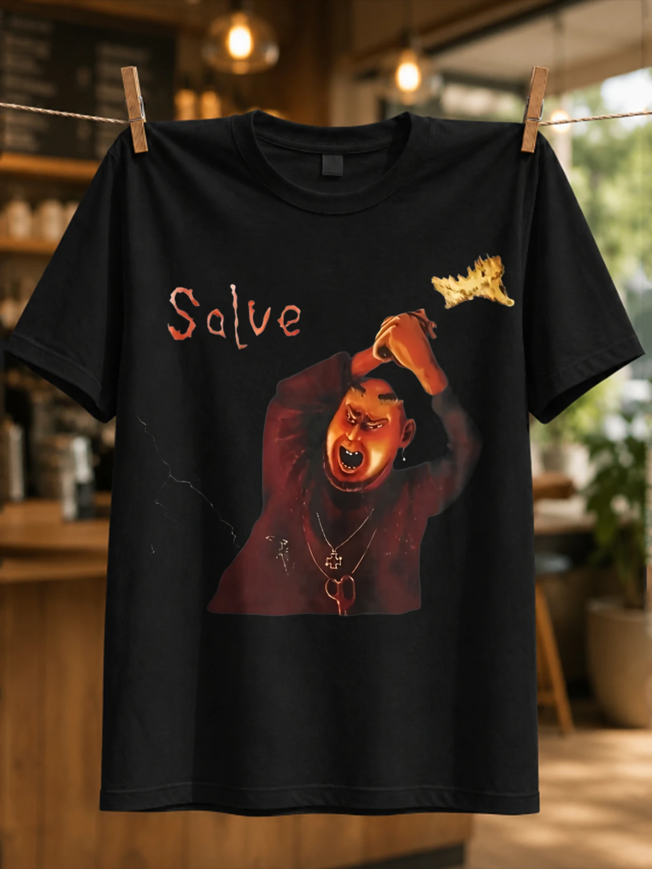 Solve crown red rough lettering with angry crowned character and fiery expressive illustration  Unisex All T-Shirt