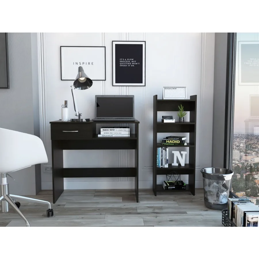 

Nottingham 2Piece 7Shelf 1Drawer Home Office Set Black gue
