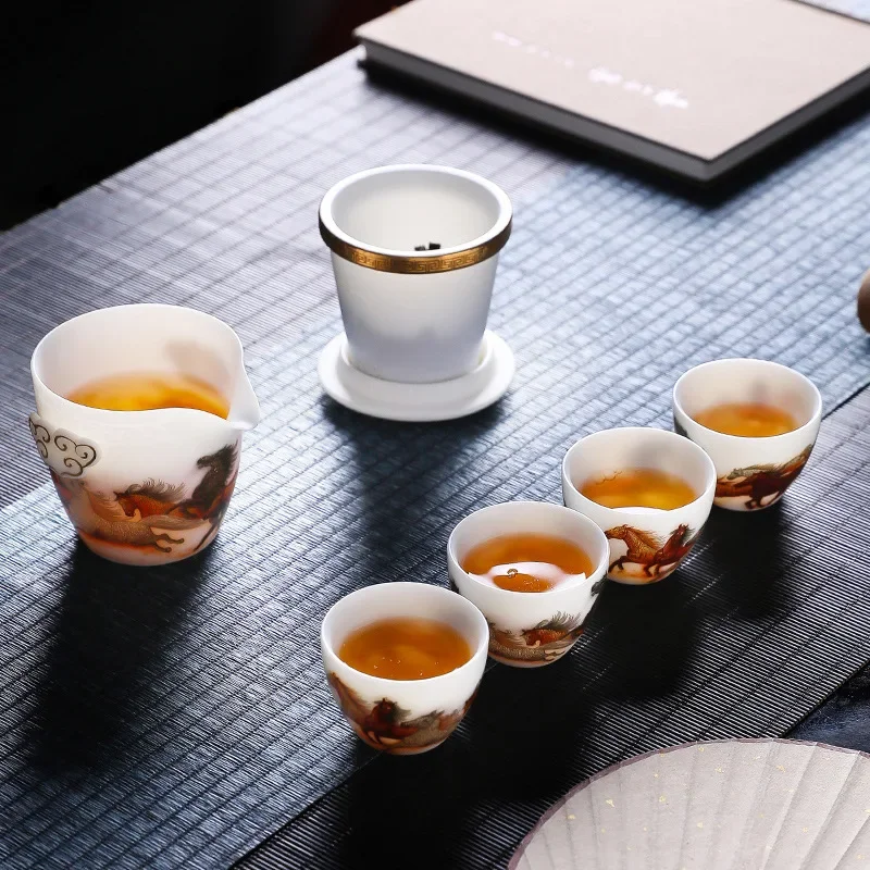 Suet Fat Jade Porcelain Quick Cup One Pot Two Cups Four Cups Travel Tea Set Multicolor Luxury Tea Ceremony Gift Set Company Gift