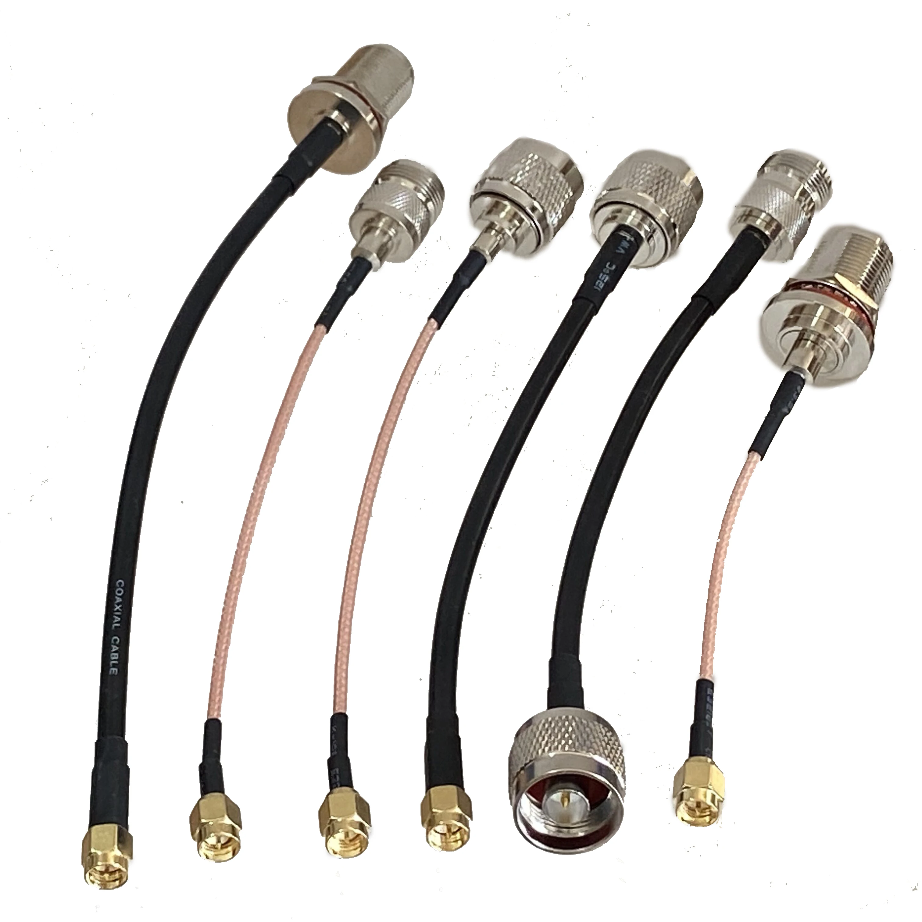 RG316 RG58 N do N SMA RP SMA Wtyczka męska i gniazdo żeńskie Nakrętka grodziowa Proste złącze RF Zworka pigtail Kabel 6 cali ~ 20M