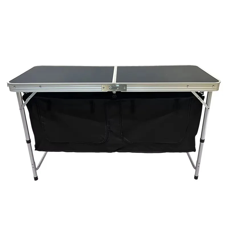 Portable aluminum alloy folding camping kitchen table with storage box outdoor picnic barbecue table OEM customization