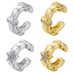 ZHUKOU Star Ear cuffs Incomplete sqaure ear clips Cubic zirconia No Pierced earrings for good friend Christmas gift VE929