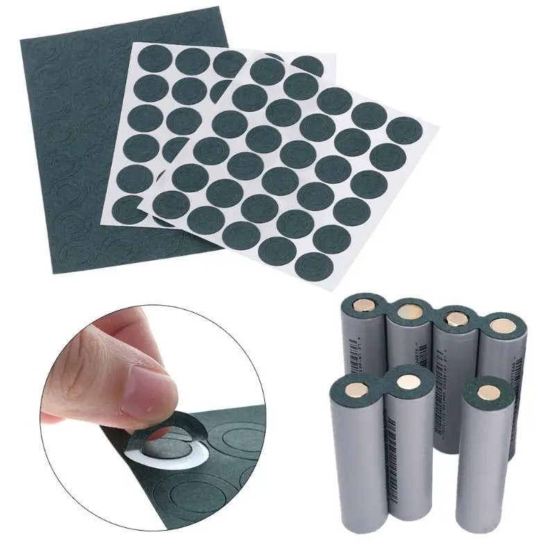 100pcs/sheet Green 18650 Lithium Battery Insulation Anode Paper Pad 1S Li-ion Cell Adhesive Insulating Gaskets