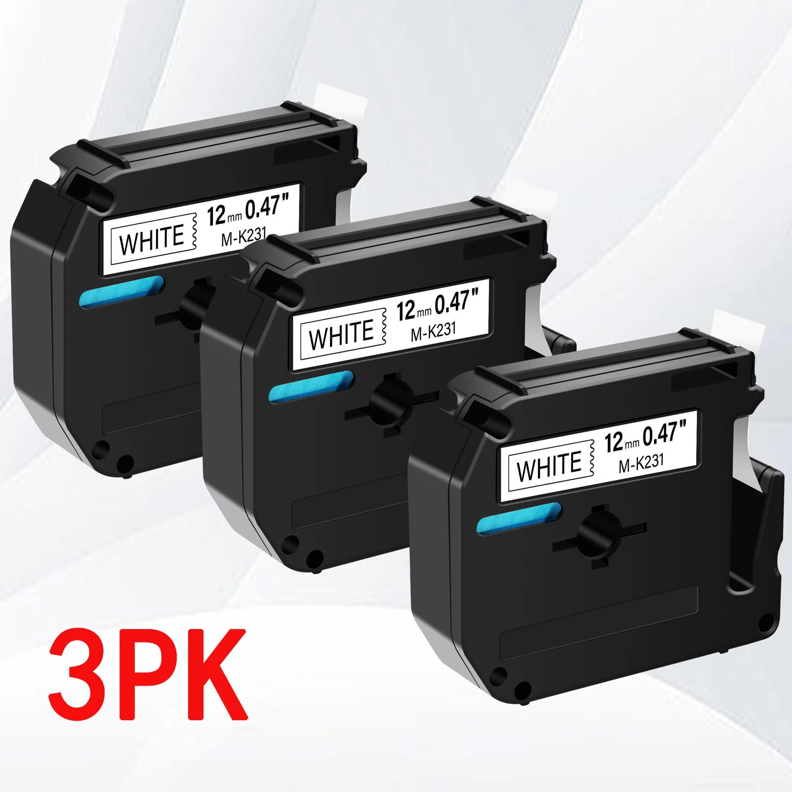 3PK MK-231 M-K 131 Black on White 9/12mm for Brother MK Tape MK221 MK 631 for Brother P touch PT-M95 PT-65 PT-70 PT-80  Printer