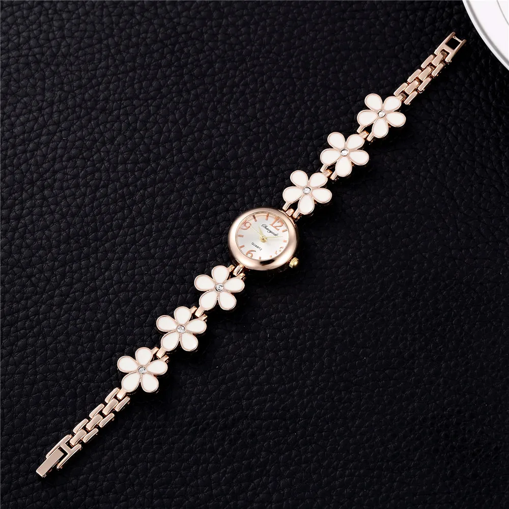 Fashion Casual Flower Quartz Watches Women Luxury Metal Ladies Watch Top Brand Sweet Women Bracelet Clock Gift Relogio Feminino