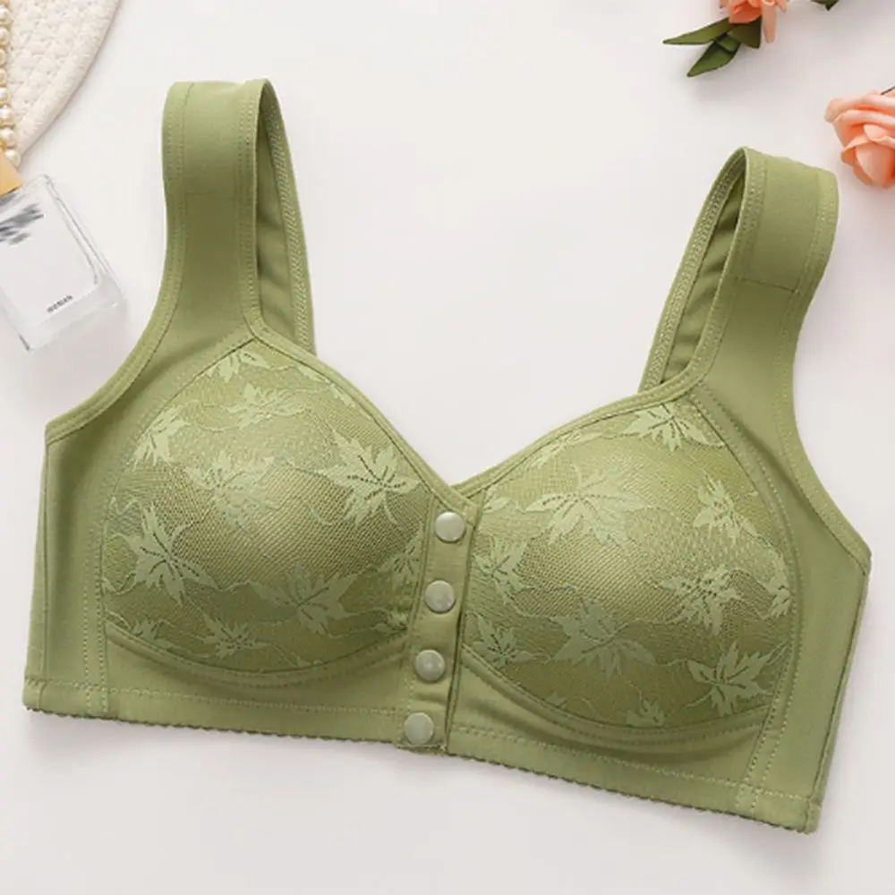 Bequeme Unterwäsche mit Blumenmuster, atmungsaktive BHs mit Blattmuster für ältere Frauen, BHs ohne Bügel mit voller Körbchengröße, Tanktop-BH für ältere Damen. – Detail 3