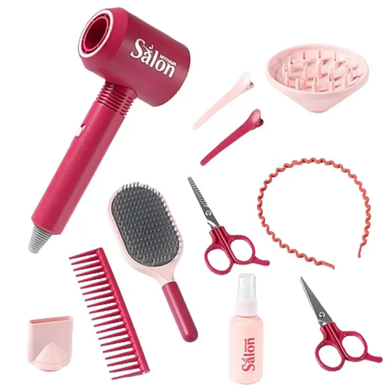 

Pretend Hair Salon Set For Girls 11 Pcs Barber Playset Pretend Play MakeUp And Styling Toy Set Toys With Curling Flat Mirror