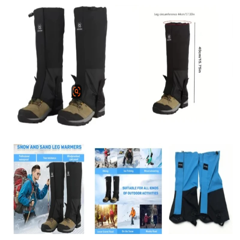 

Adjustable Waterproof Leg Gaiters for Outdoor Use Protecting Against Insects Snow and Sand Designed for Snow and Mountaineering.