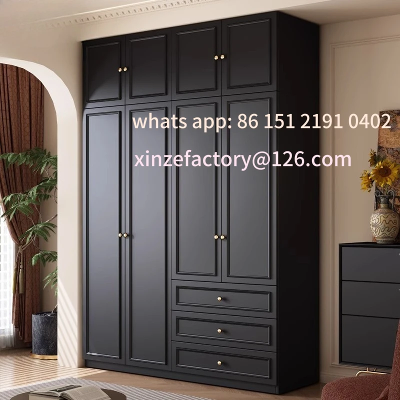 Personalizado antigo francês preto guarda-roupa casa quarto pequeno apartamento escuro americano clássico retro acabado guarda-roupa