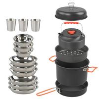 Camping Cookware Set Aluminum Non-stick Portable Outdoor Tableware Kettle Pot Cookset Cooking Pan Bowl for Hiking BBQ Picnic