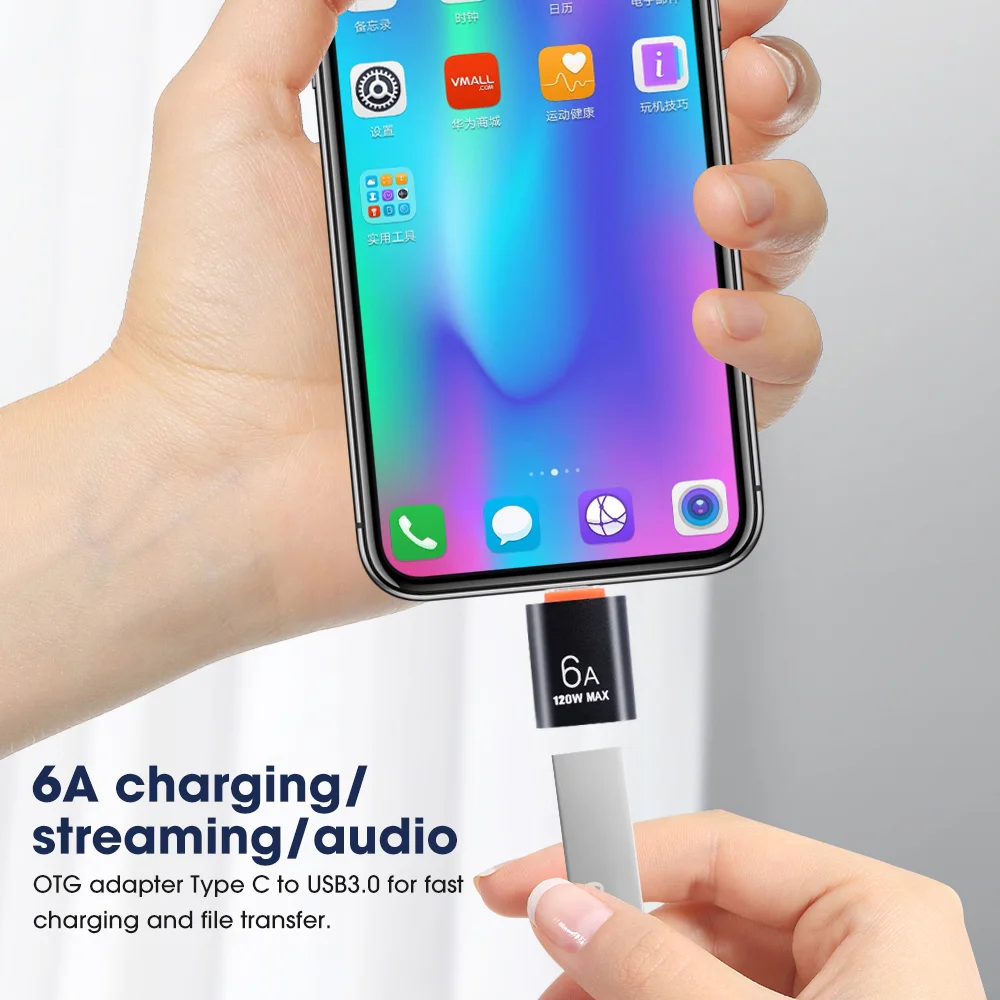 NNBILI 6A USB To Type C OTG Adapter 120W USB Male To Type-c Female Charger Converter for Macbook Samsung Adapter Data Transfer 