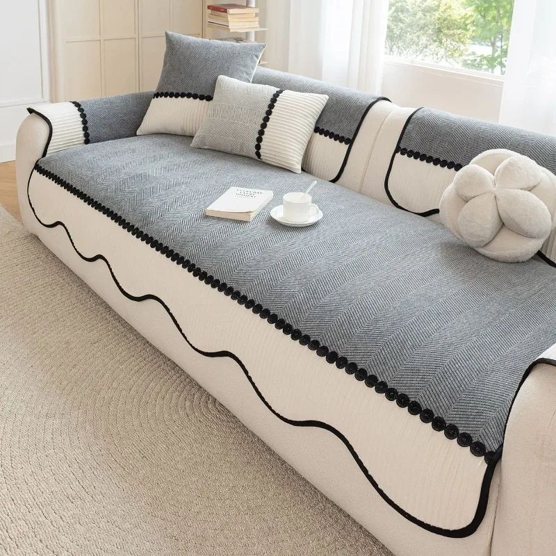 Chenier Irregular Shaped Sofa Cover Fabric One-piece Anti Slip Sofa Cushion Cover Comfortable and Soft Suitable for All Seasons