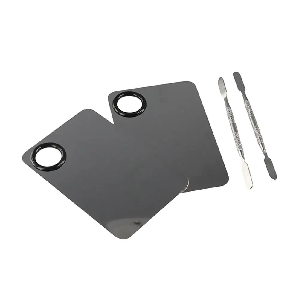 ビューティースチール化粧パレットスパチュラ多機能ステンレス鋼メイクアッププレートトレイシルバーファンデーションアイシャドウミキシングツール