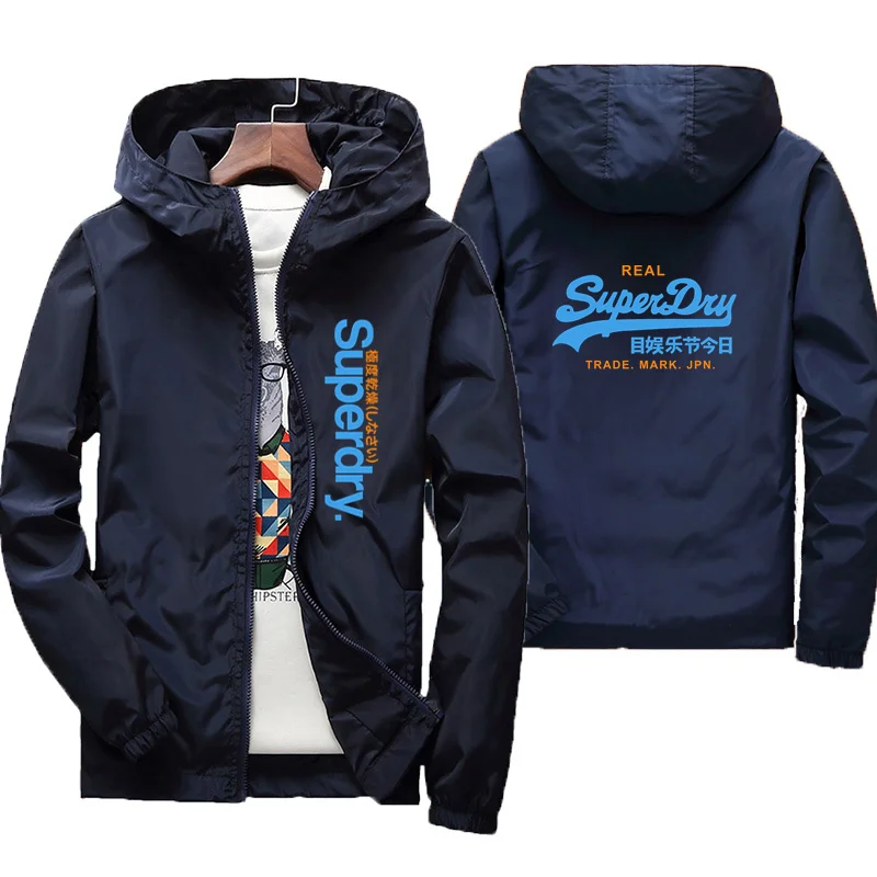 UK Superdry Ultimate Dry Męska wiosenna i jesienna nowa wędkarska wiatroszczelna kurtka z zamkiem błyskawicznym, codzienna bluza z kapturem, luźna,