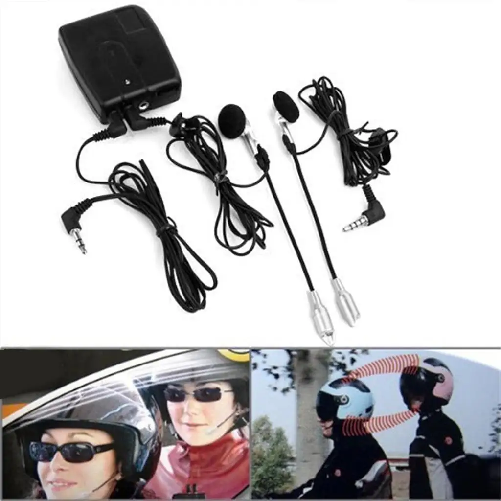 バイク ヘルメット 3.5mm ヘッドセット イヤホン オートバイ 2- MP3用 ブラック