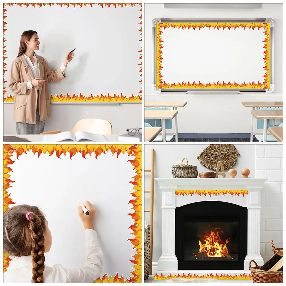 Flame Border Sticker Stickers Bulletin Accessory Coated Paper for Board Blackboard Decal