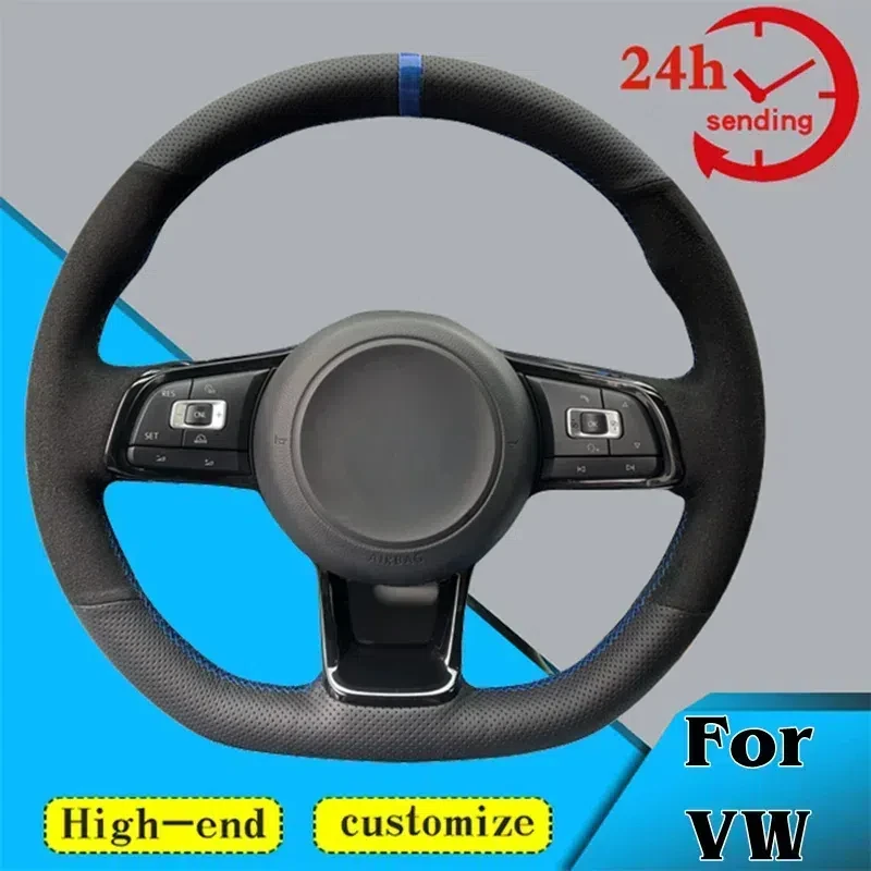 Custom Car Steering Wheel Braid Cover Soft 100% Fit For Volkswagen VW Golf R MK7 Golf 7 GTI VW Polo GTI Scirocco Car Products