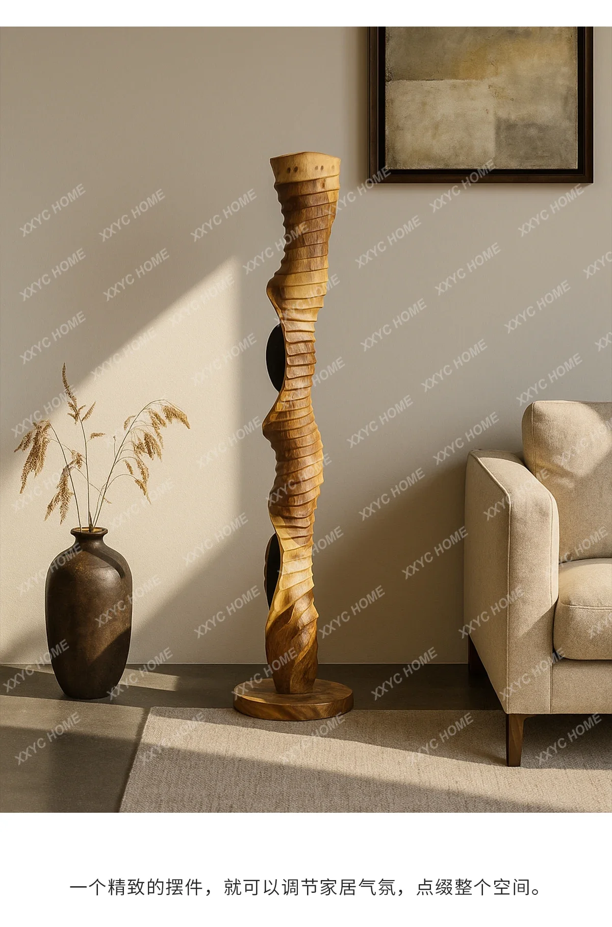 HNew Chinese retro teak carving, creative abstract floor woodwork large sculpture ornament
