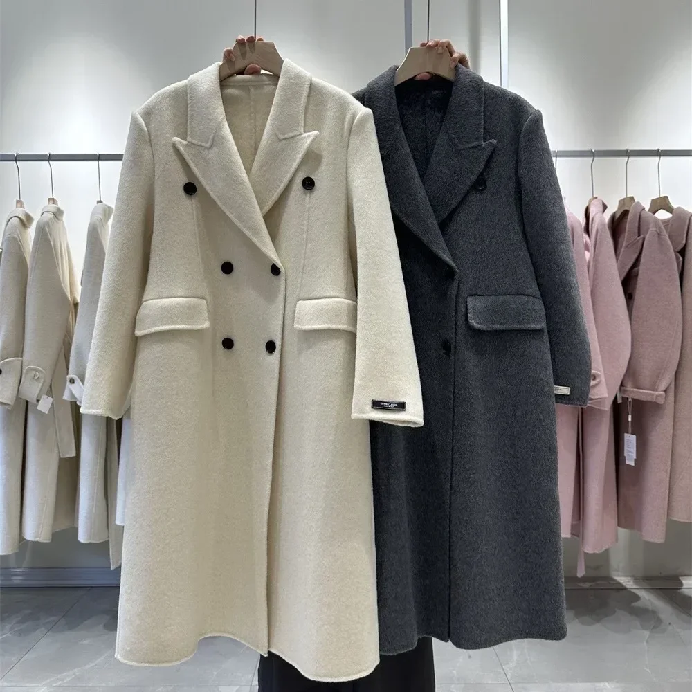 

[High version] Small waist woolen coat for women's autumn and winter new slim-fitting extended double-sided cashmere coat for