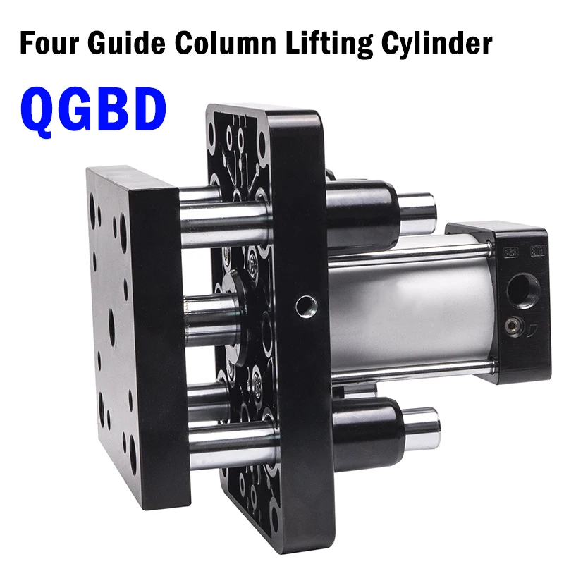 Four Guide Column Lifting Cylinder QGBD63/80S with Magnetic Lifting Platform Flange Type Assembly Line Transfer Machine Fixture