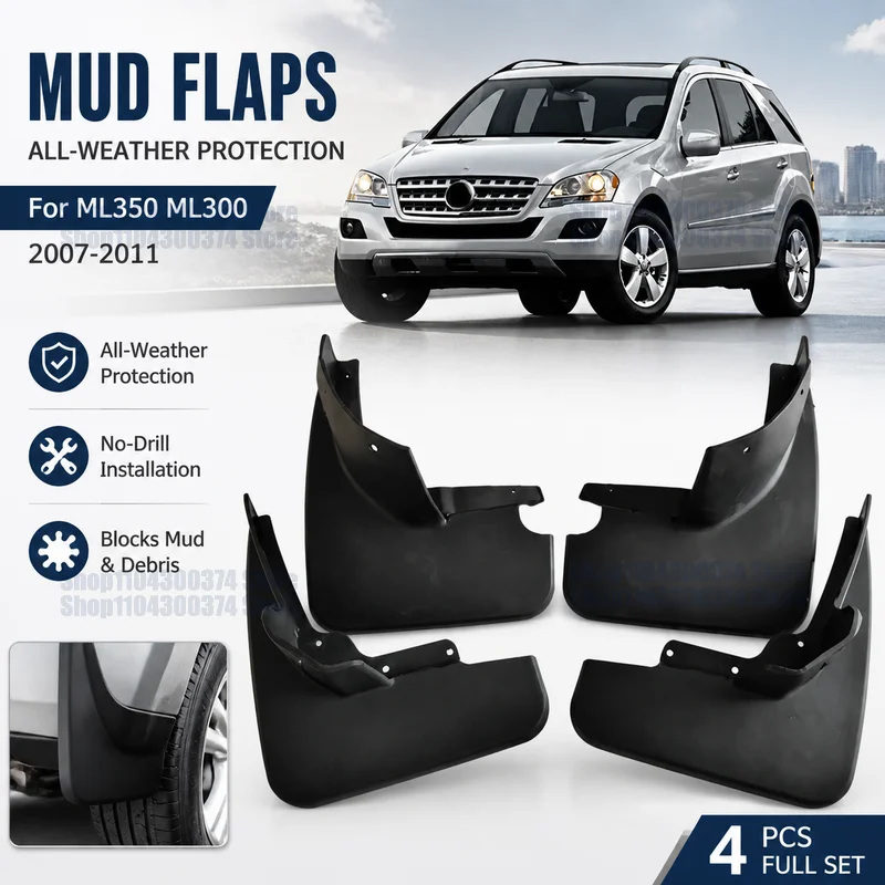 For Mercedes-Benz ML350 ML300 2007-2011  Fender Mudguard Mud Flaps Guard Splash Flap Mudguards Car Accessories