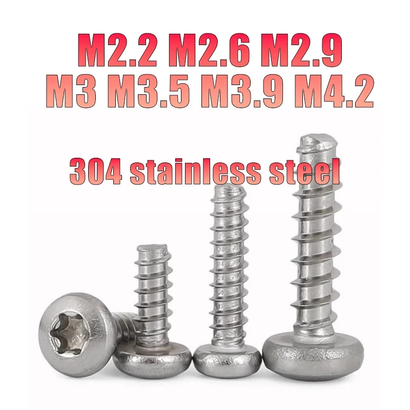 

Torx Six Lobe Self Tapping Screws For Plastic 50 100pcs Round Pan Head Stainless Steel M2.2 M2.6 M2.9 M3 M3.5 M3.9 M4.2