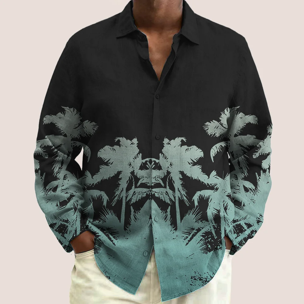 

Мужская рубашка больших размеров S-9xl: Vibe Coconut & Leaf — большой и высокий крой, мягкая дышащая ткань, стильные принты Palm-Coconut,