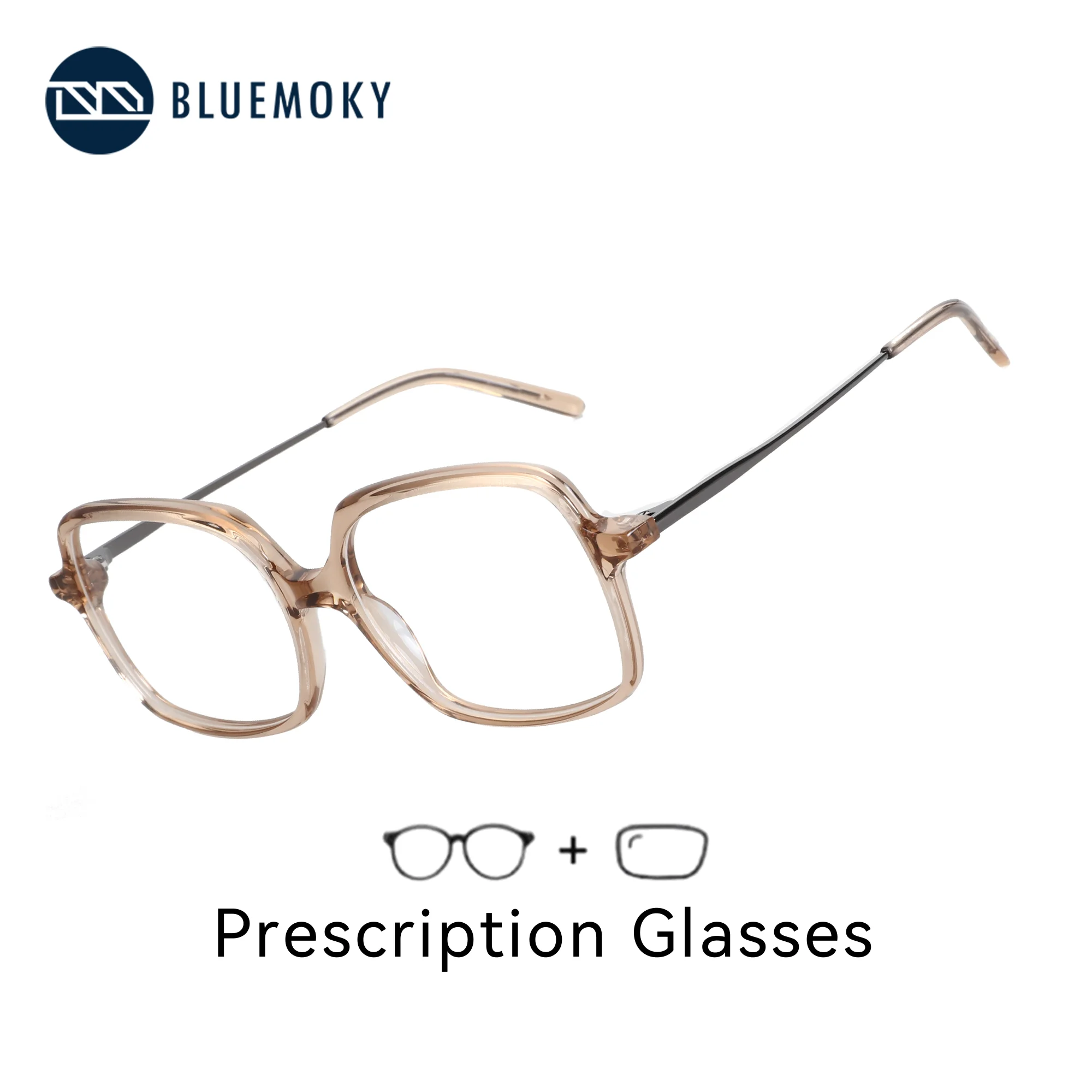 BLUEMOKY Modish Polygon Women Prescription Glasses Acetate Myopia Progressive Optical Lenses With Recipe