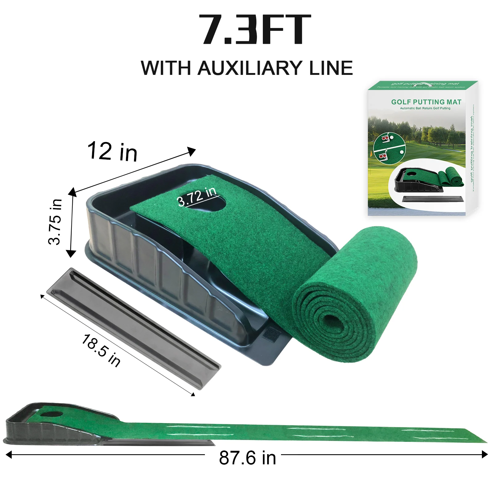 CRESTGOLF-alfombrilla de Golf para interiores, con retorno automático de bolas y guías de alineación, Putting Green