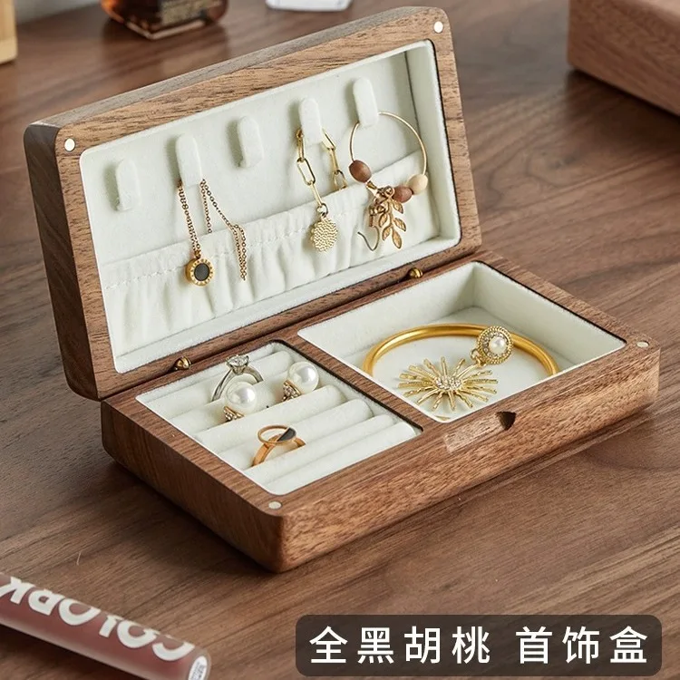 

Шкатулка для драгоценностей из цельного дерева, черный орех, футляр для хранения в стиле ретро из массива дерева, шкатулка для драгоценностей, дерево, черный орех, Tary