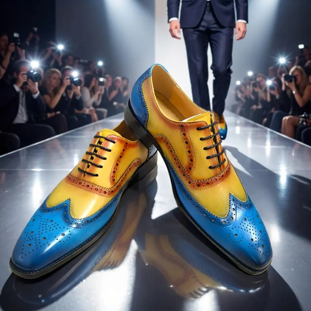 Fashion Men's Brogue Shoes Genuine Leather Social Wedding Evening Party Lace Up Zapatos De Vestir Para Hombre Dress Leather Shoe